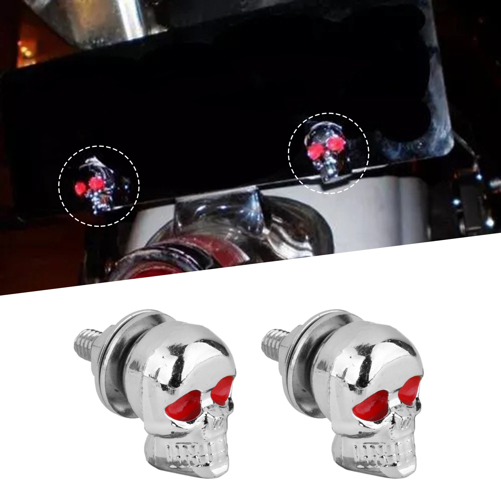 NIBOLOG Skull Bolt Pair - 3D Design Easy-Installation Electroplating Not Easy to Rust High Impact Resistant Decoration Accessory Motorcycle Skull License Plate Frame Bolts